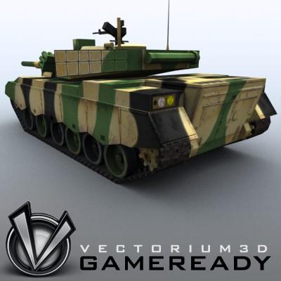 3D Model of Game-ready model of modern Chinese main battle tank ZTZ96 (Type 96) with two RGB textures: 1024x1024 for tank and 1024x512 for track and wheels. - 3D Render 2